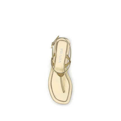 Prada Silver Calf Leather Bos Taurus Flat Sandals by Prada