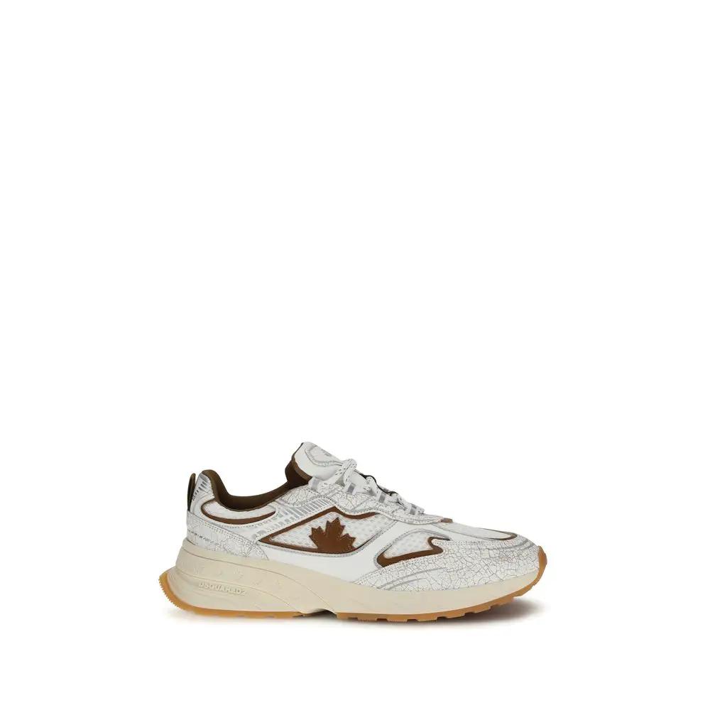 Dsquared² White Calf Leather Bos Taurus Athletic Sneakers by Dsquared²