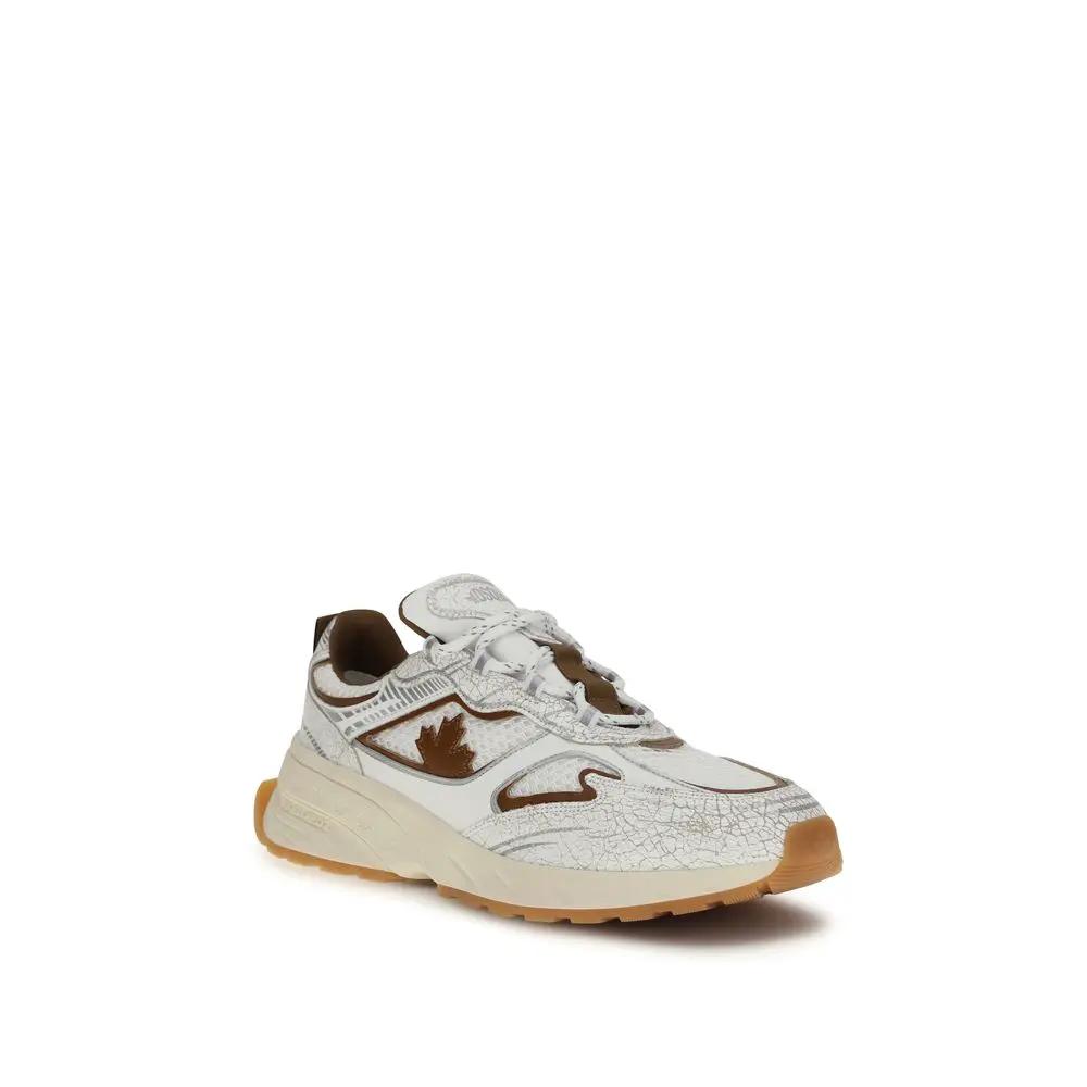 Dsquared² White Calf Leather Bos Taurus Athletic Sneakers by Dsquared²