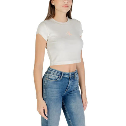 Calvin Klein Jeans Cream Cotton T-Shirt by Calvin Klein Jeans