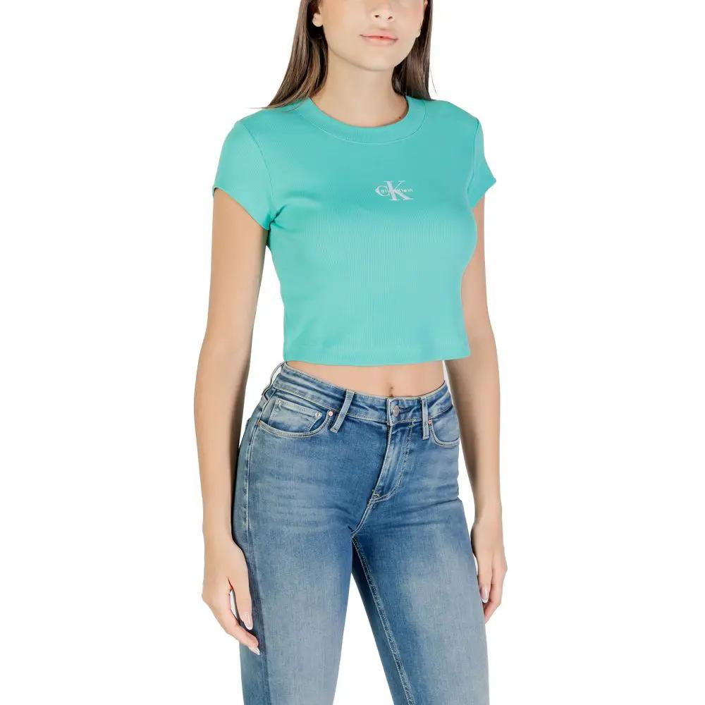 Calvin Klein Jeans Turquoise Cotton T-Shirt by Calvin Klein Jeans