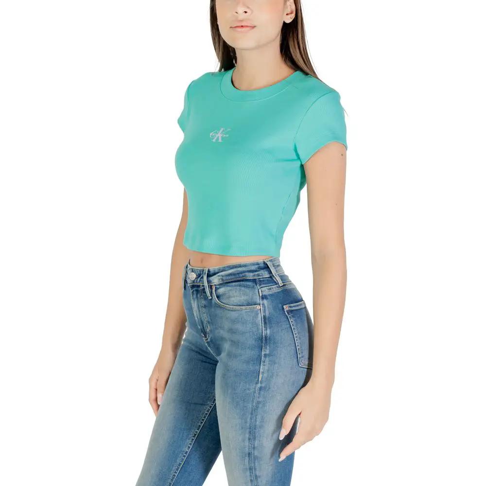 Calvin Klein Jeans Turquoise Cotton T-Shirt by Calvin Klein Jeans