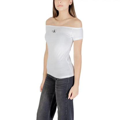 Calvin Klein Jeans White Cotton T-Shirt by Calvin Klein Jeans