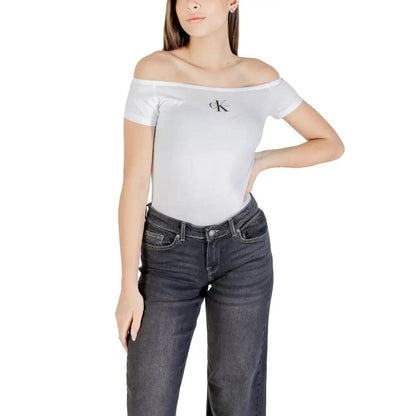 Calvin Klein Jeans White Cotton T-Shirt by Calvin Klein Jeans