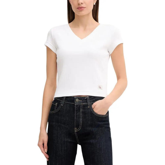 Calvin Klein Jeans White Cotton T-Shirt by Calvin Klein Jeans