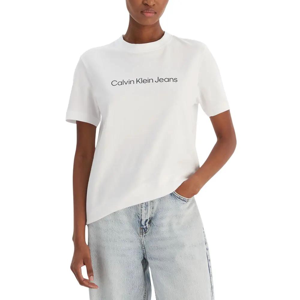 Calvin Klein Jeans White Cotton T-Shirt by Calvin Klein Jeans