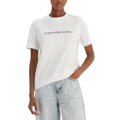 Calvin Klein Jeans White Cotton T-Shirt by Calvin Klein Jeans