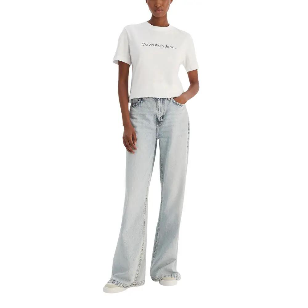 Calvin Klein Jeans White Cotton T-Shirt by Calvin Klein Jeans