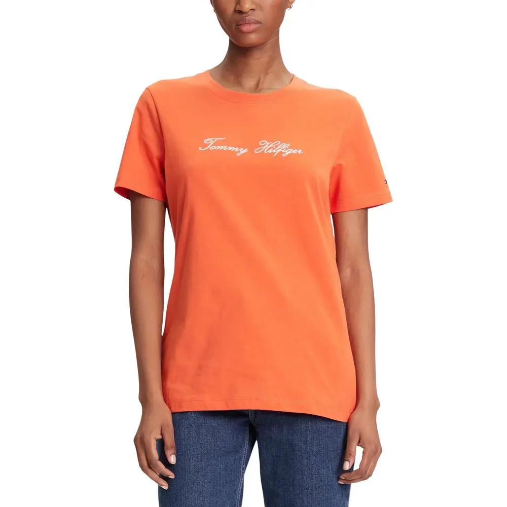 Tommy Hilfiger Orange Recycled Cotton T-Shirt by Tommy Hilfiger