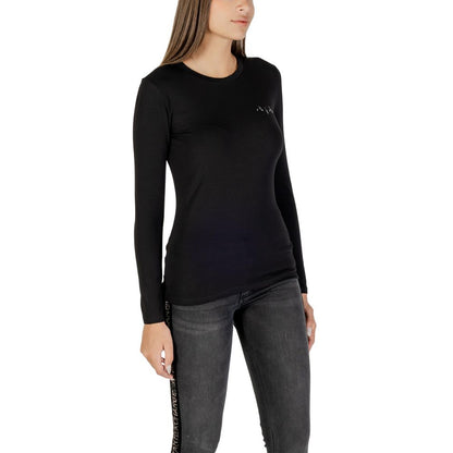 Armani Exchange – T-Shirt Manches Longues Noir en Coton-Élasthane | Logo | FW25
