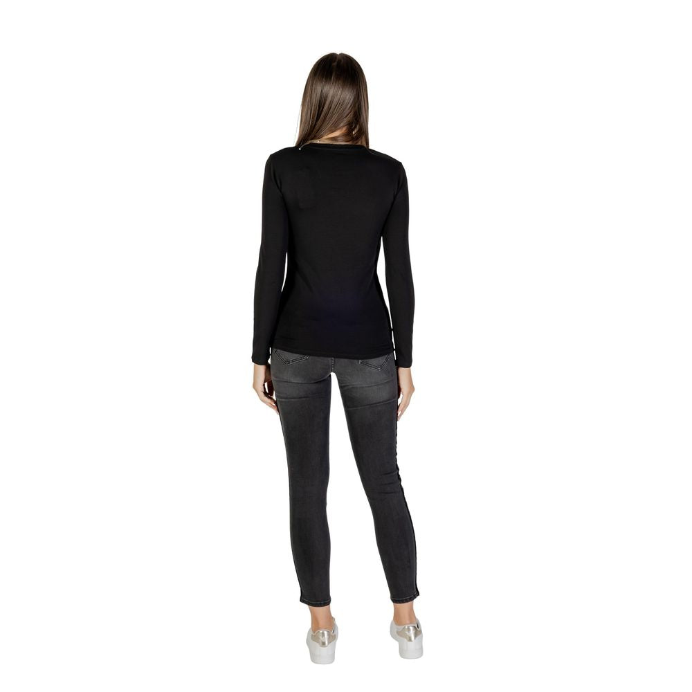 Armani Exchange – T-Shirt Manches Longues Noir en Coton-Élasthane | Logo | FW25