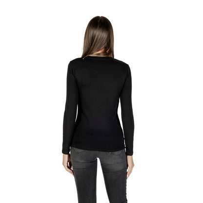 Armani Exchange – T-Shirt Manches Longues Noir en Coton-Élasthane | Logo | FW25