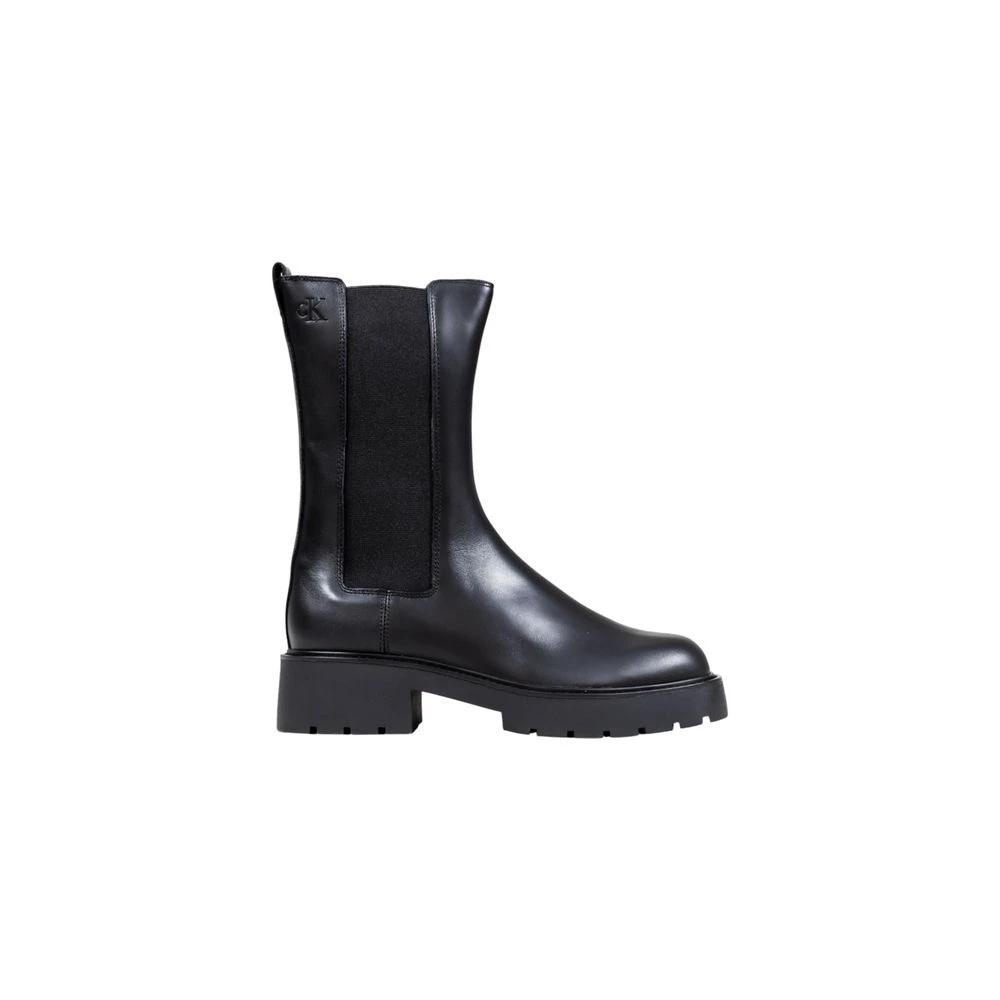 Calvin Klein Jeans Black Leather Ankle Boots