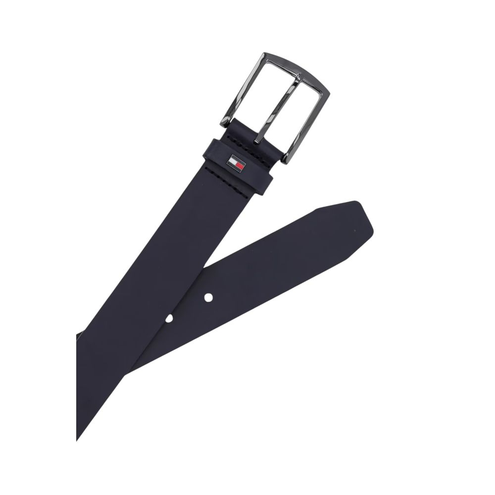 Tommy Hilfiger Denton Ceinture En Cuir Bleu Véritable 3,5 Cm Pour Homme Élégante
