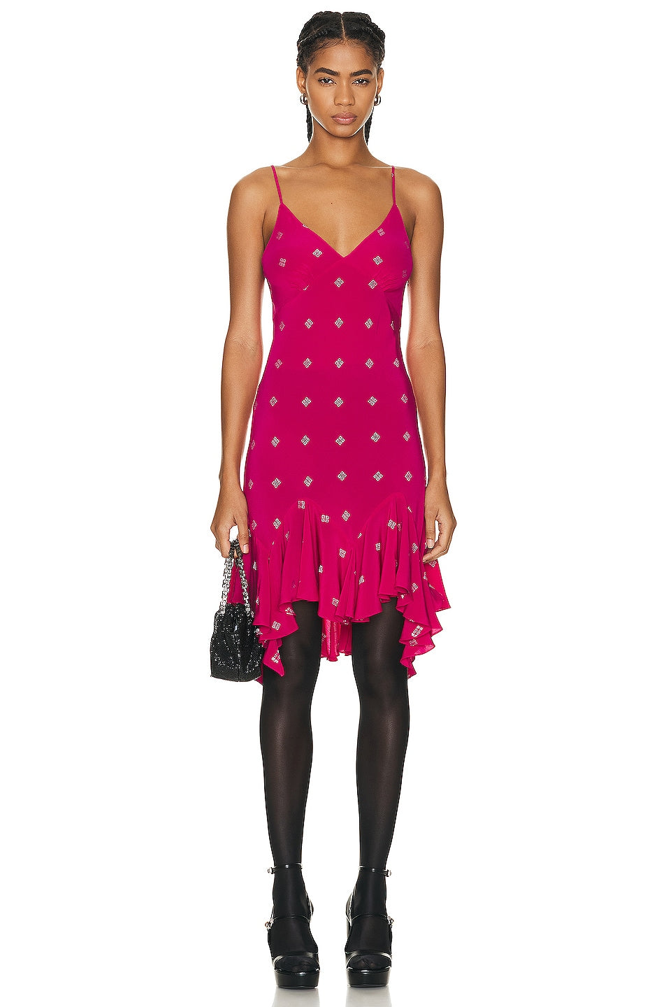 Givenchy – Robe Courte Fluide Fuchsia Sans Manches | Femme
