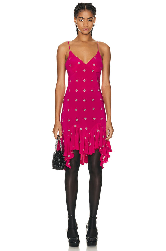 Givenchy – Robe Courte Fluide Fuchsia Sans Manches | Femme