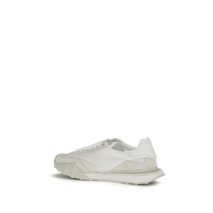 Dolce & Gabbana White Calf Leather Bos Taurus Athletic Sneakers