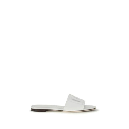 Dolce & Gabbana White Calf Leather Bos Taurus Flat Sandals by Dolce & Gabbana