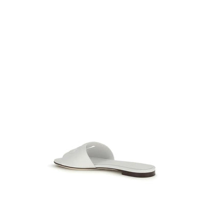 Dolce & Gabbana White Calf Leather Bos Taurus Flat Sandals by Dolce & Gabbana