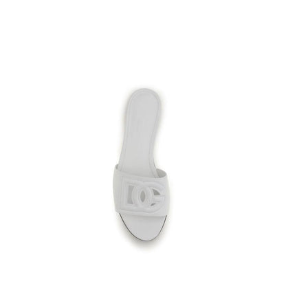 Dolce & Gabbana White Calf Leather Bos Taurus Flat Sandals by Dolce & Gabbana