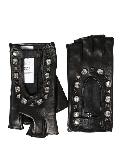 Gants Dolce & Gabbana femme courts en cuir d'agneau noir – LB30301