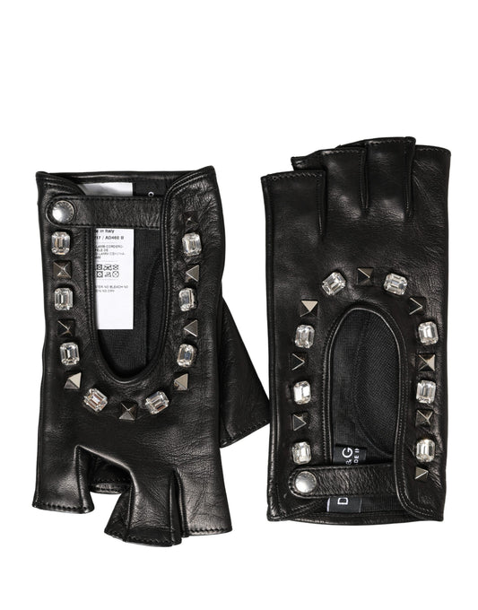 Gants Dolce & Gabbana femme courts en cuir d'agneau noir – LB30301