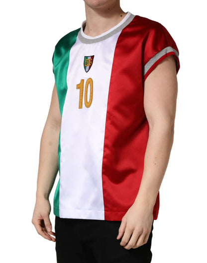 Dolce & Gabbana Multicolor Italia DG Logo Satin Tank T-shirt by Dolce & Gabbana
