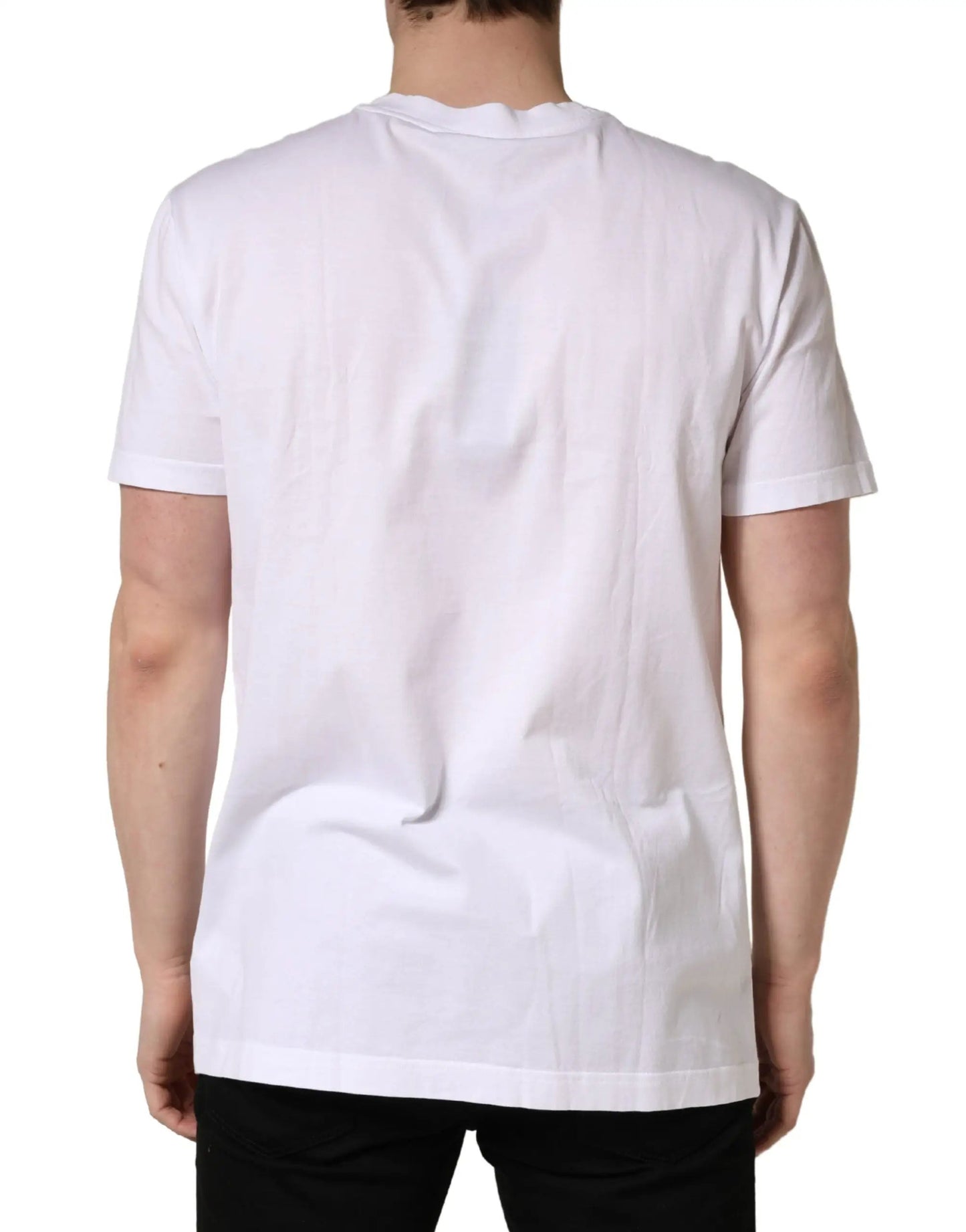 Dolce & Gabbana White Barcode Cotton Crew Neck Men T-shirt by Dolce & Gabbana