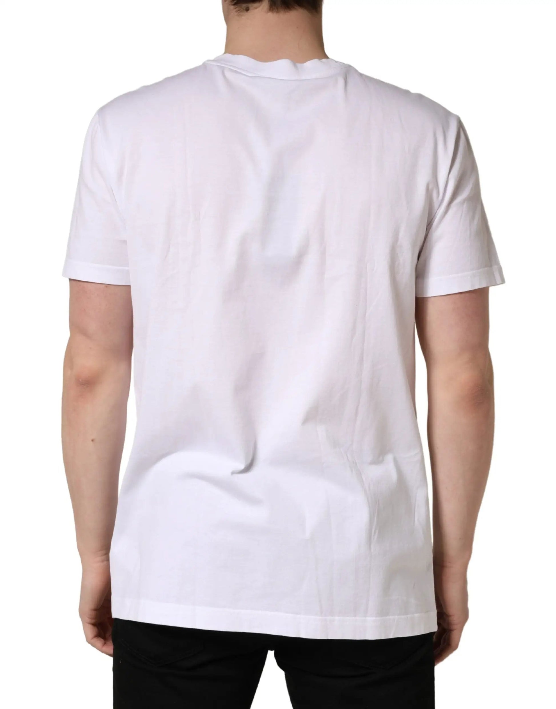 Dolce & Gabbana White Barcode Cotton Crew Neck Men T-shirt by Dolce & Gabbana