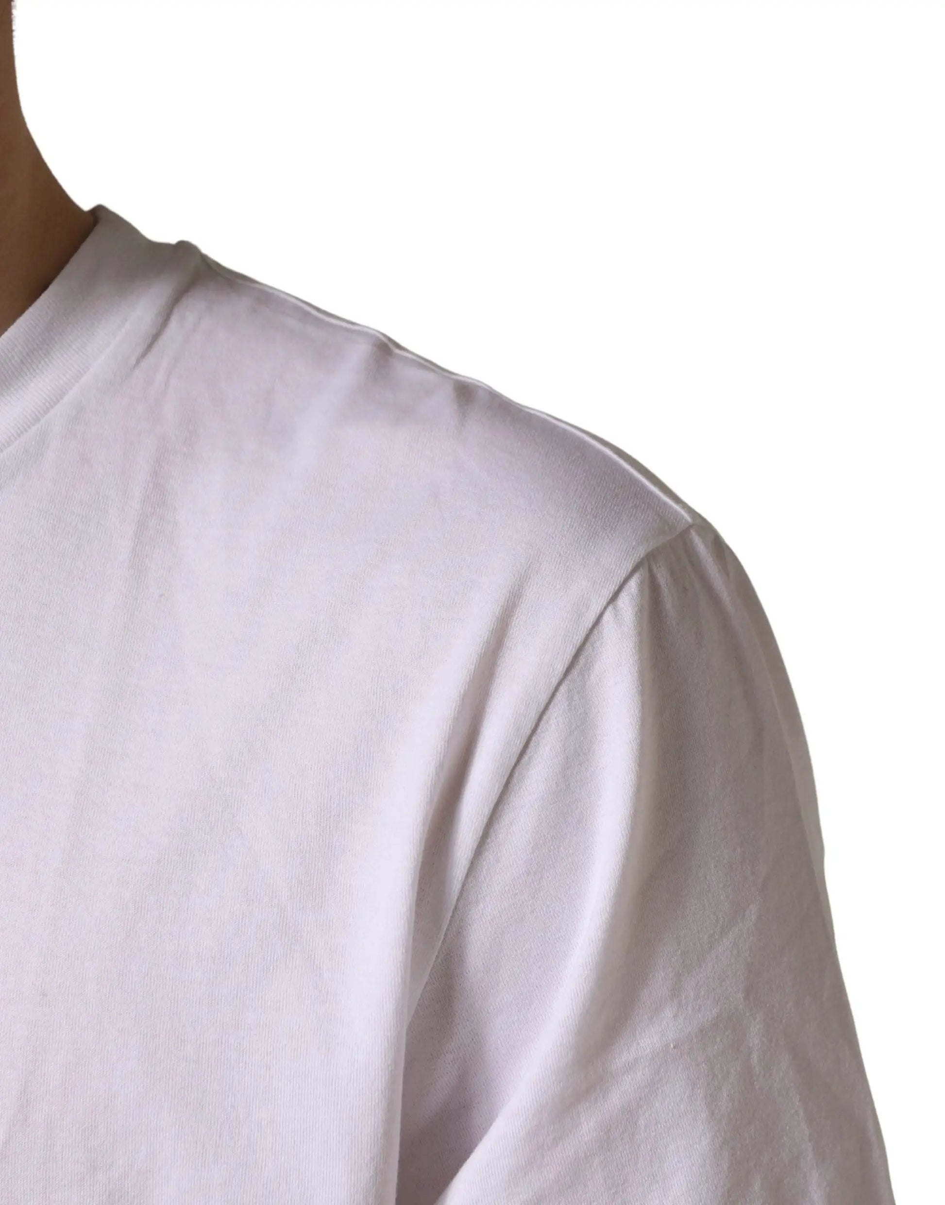 Dolce & Gabbana White Barcode Cotton Crew Neck Men T-shirt by Dolce & Gabbana