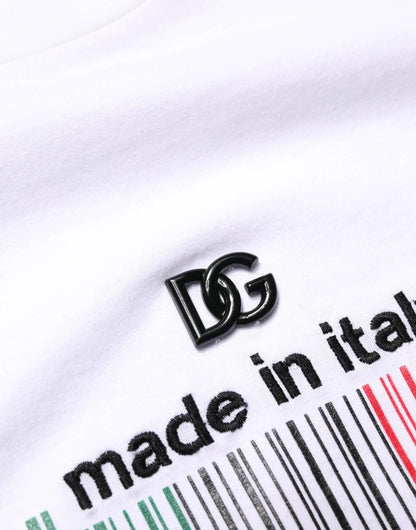 Dolce & Gabbana White Barcode Cotton Crew Neck Men T-shirt by Dolce & Gabbana