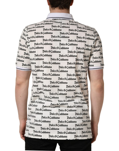 Dolce & Gabbana White Logo Monogram Cotton Men Polo  T-shirt