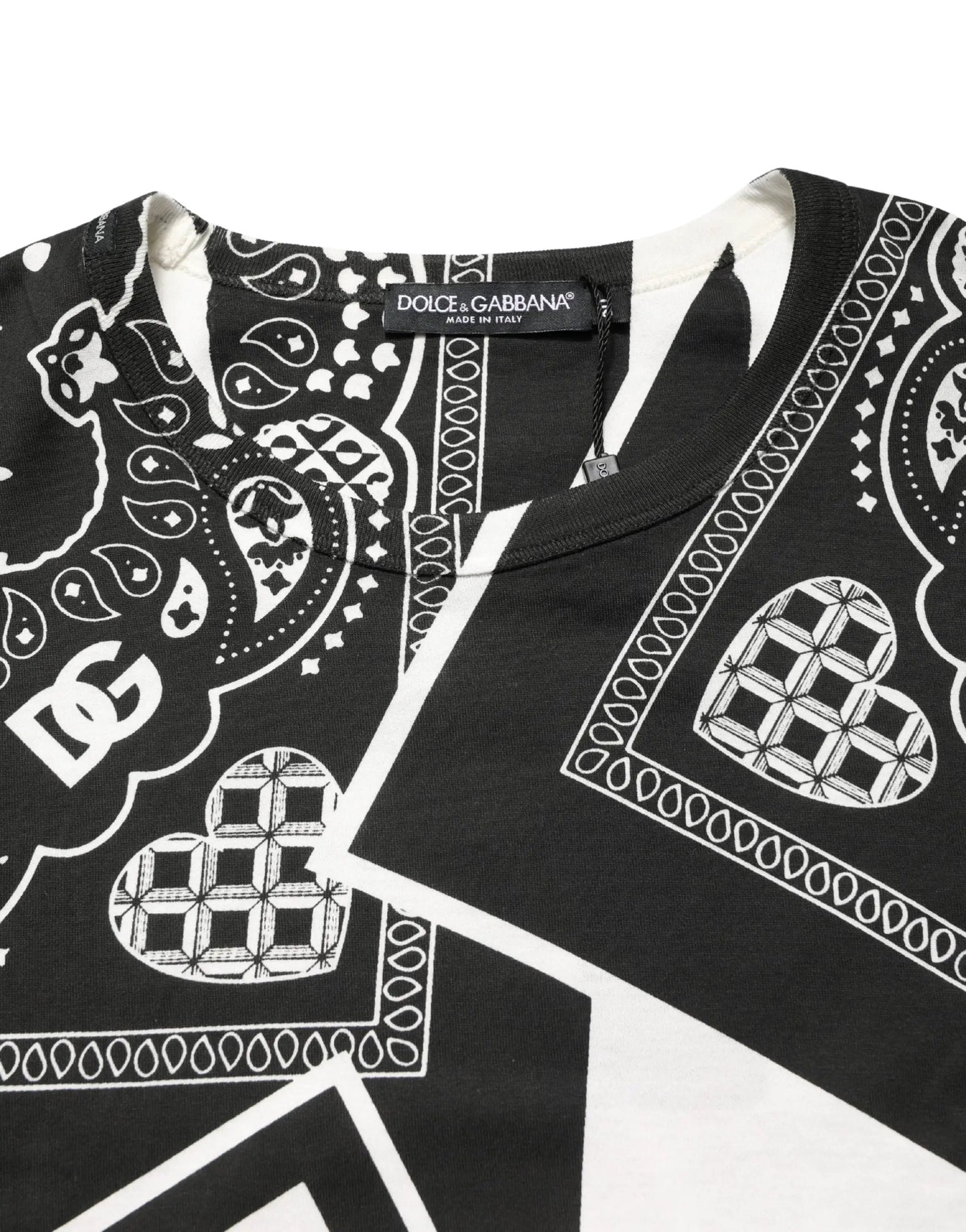 Dolce & Gabbana Black White Bandana Cotton Crew Neck T-shirt by Dolce & Gabbana