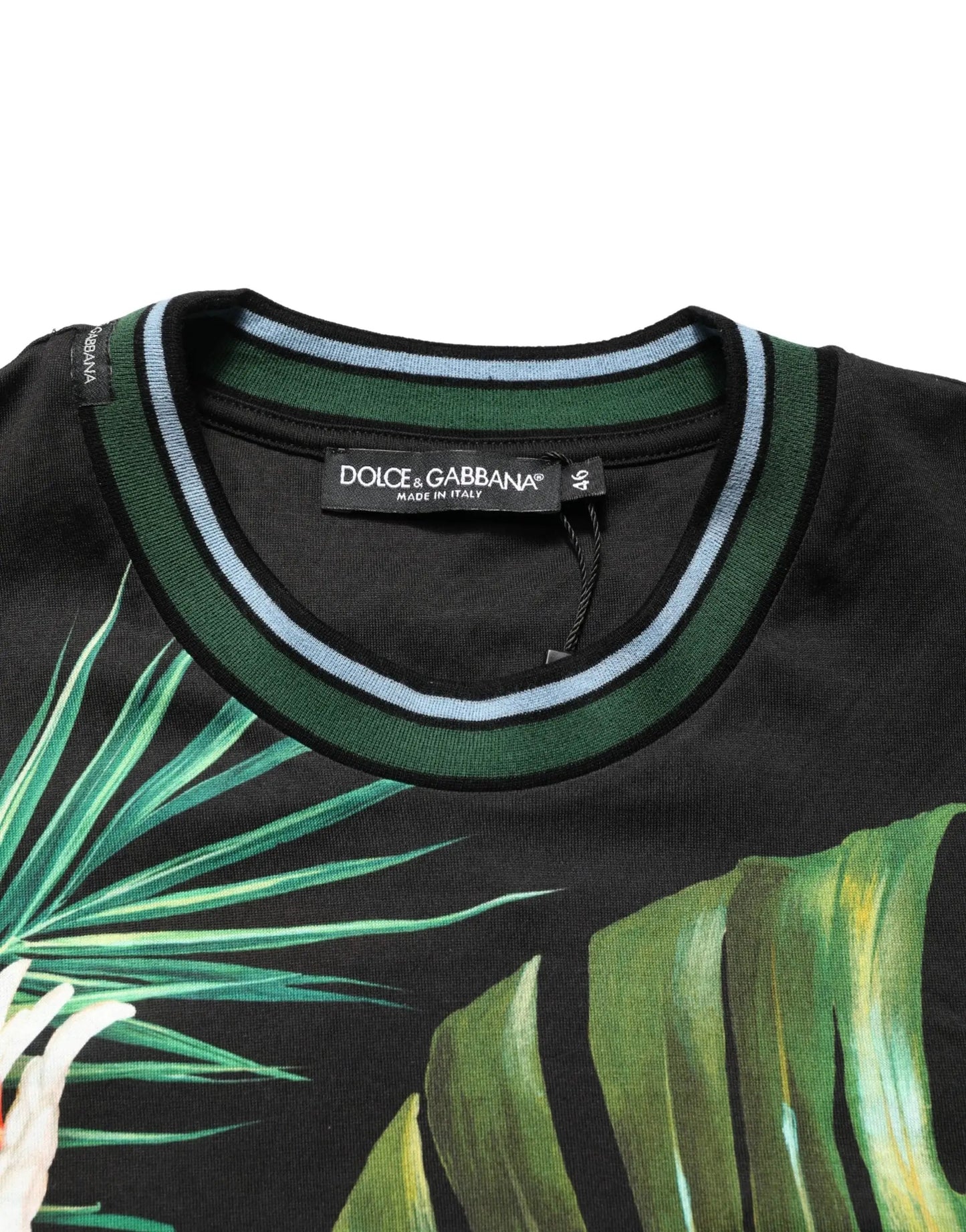 Dolce & Gabbana Black Bird Print Cotton Men Crew Neck T-shirt by Dolce & Gabbana