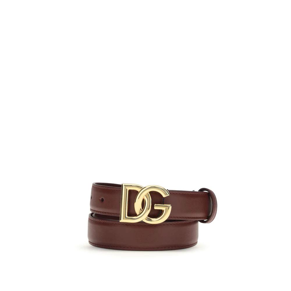 Dolce & Gabbana Bordeaux Calf Leather Bos Taurus Regular Belt by Dolce & Gabbana