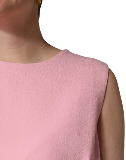 Dolce & Gabbana Pink Blue Wool Sleeveless Shift Mini Dress by Dolce & Gabbana