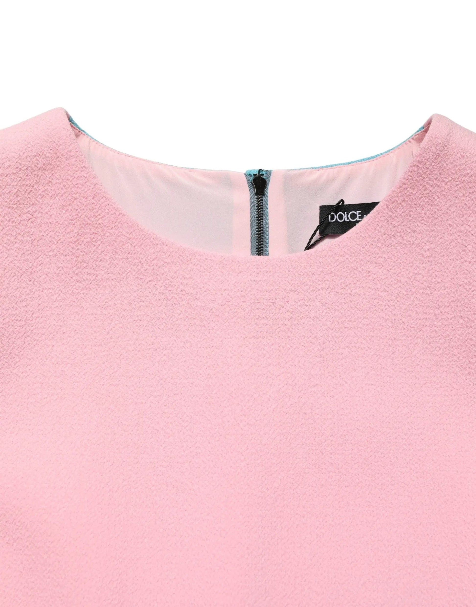 Dolce & Gabbana Pink Blue Wool Sleeveless Shift Mini Dress by Dolce & Gabbana