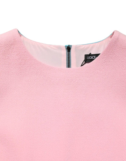 Dolce & Gabbana Pink Blue Wool Sleeveless Shift Mini Dress by Dolce & Gabbana