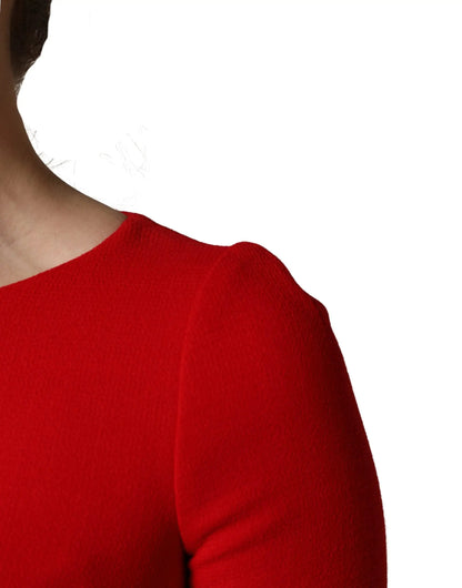 Dolce & Gabbana Red Heart Emmbellished Wool Mini Dress by Dolce & Gabbana