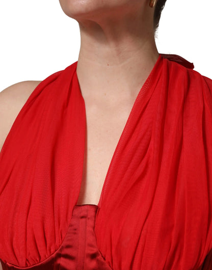 Dolce & Gabbana Red Halter Corset Sleeveless Sheath Dress by Dolce & Gabbana