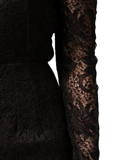 Dolce & Gabbana Black Floral Lace Sheath Long Maxi Dress by Dolce & Gabbana