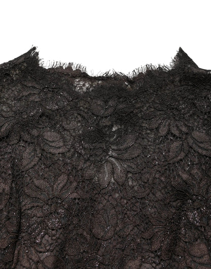 Dolce & Gabbana Black Floral Lace Sheath Long Maxi Dress by Dolce & Gabbana