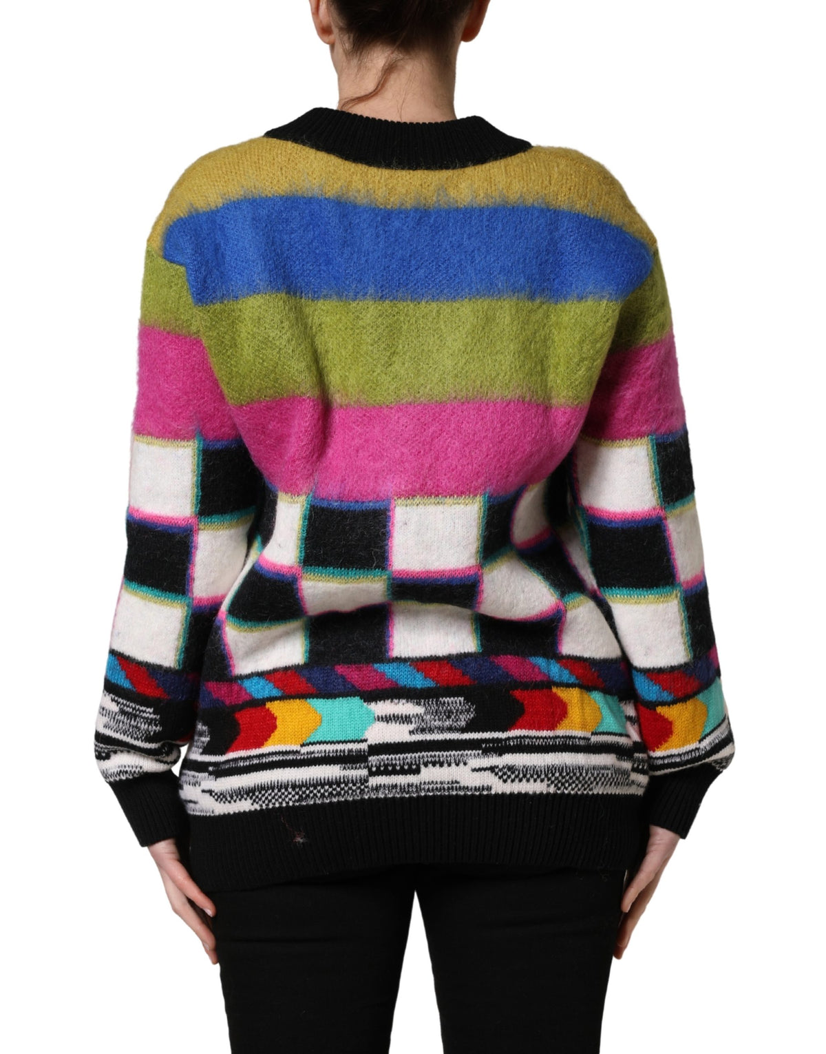 Pull Dolce & Gabbana femme col V rayé en cachemire multicolore – TSH91895