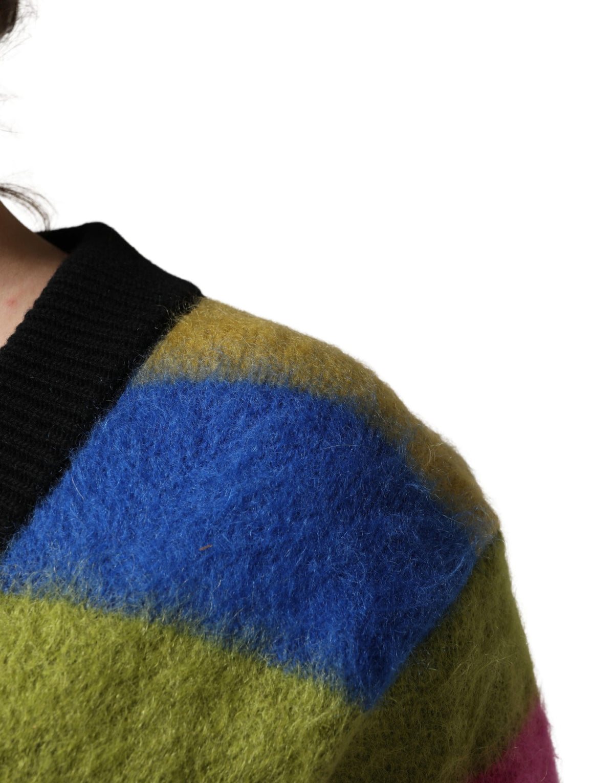 Pull Dolce & Gabbana femme col V rayé en cachemire multicolore – TSH91895