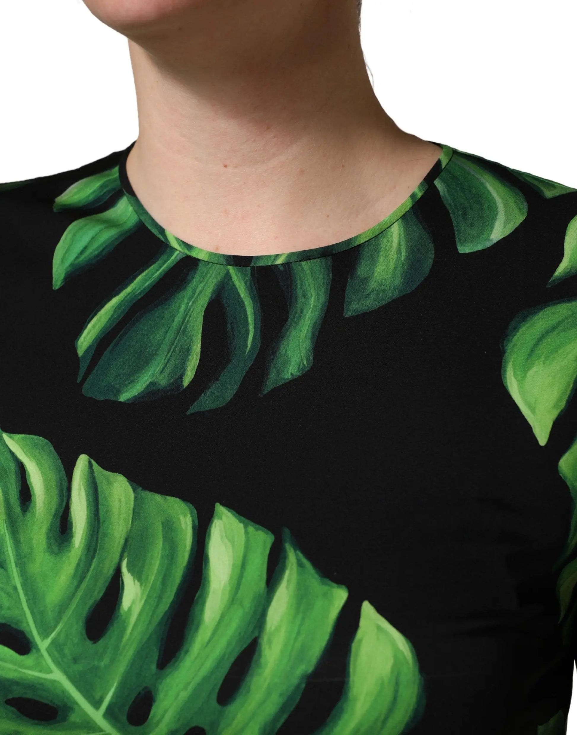 Dolce & Gabbana Black Philodendron Print Silk Blouse Top by Dolce & Gabbana