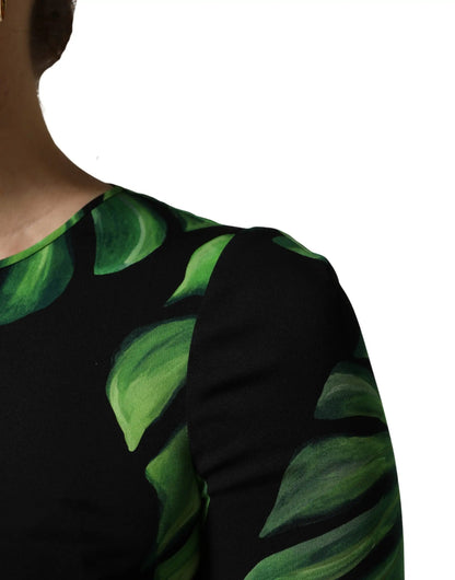 Dolce & Gabbana Black Philodendron Print Silk Blouse Top by Dolce & Gabbana