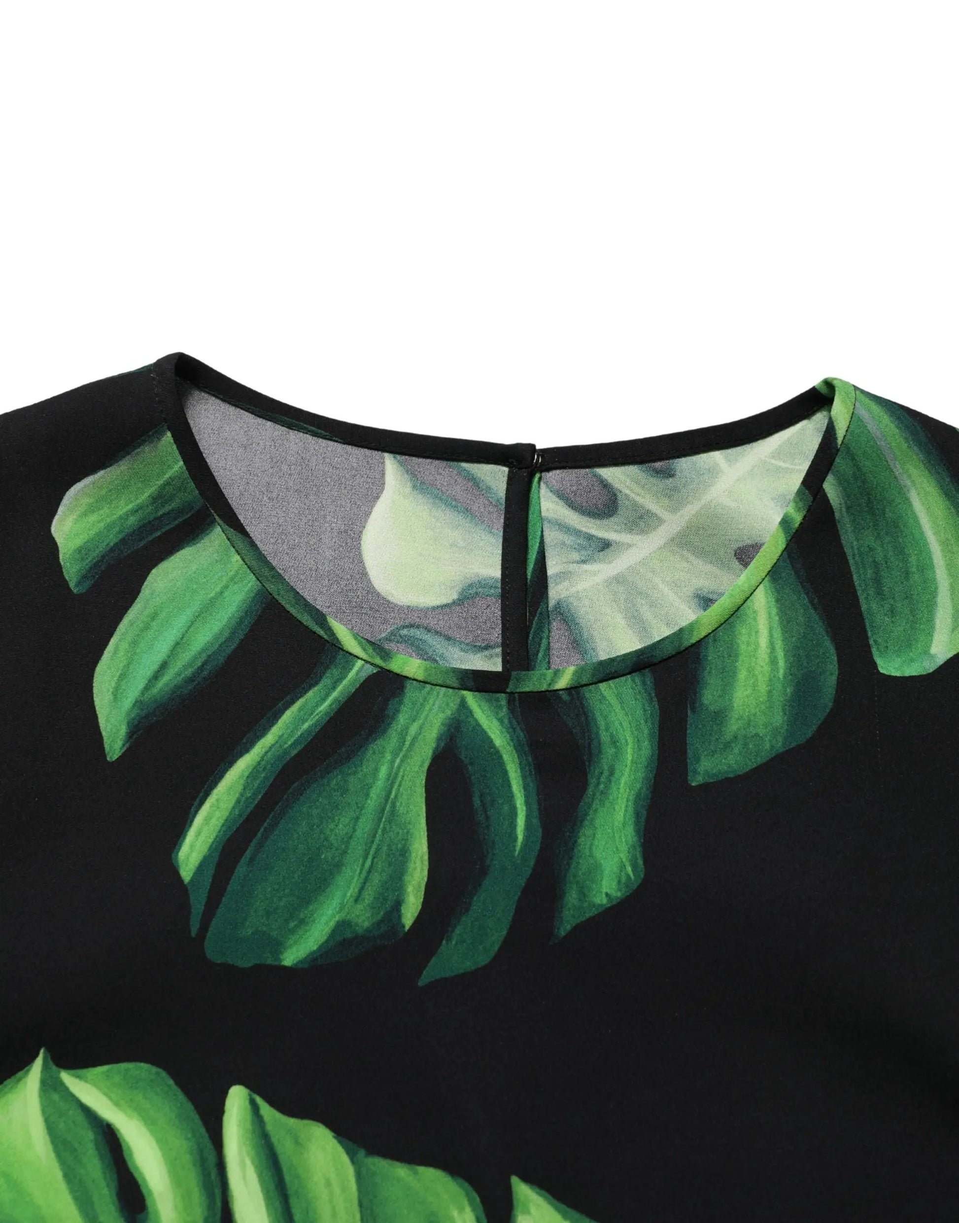 Dolce & Gabbana Black Philodendron Print Silk Blouse Top by Dolce & Gabbana