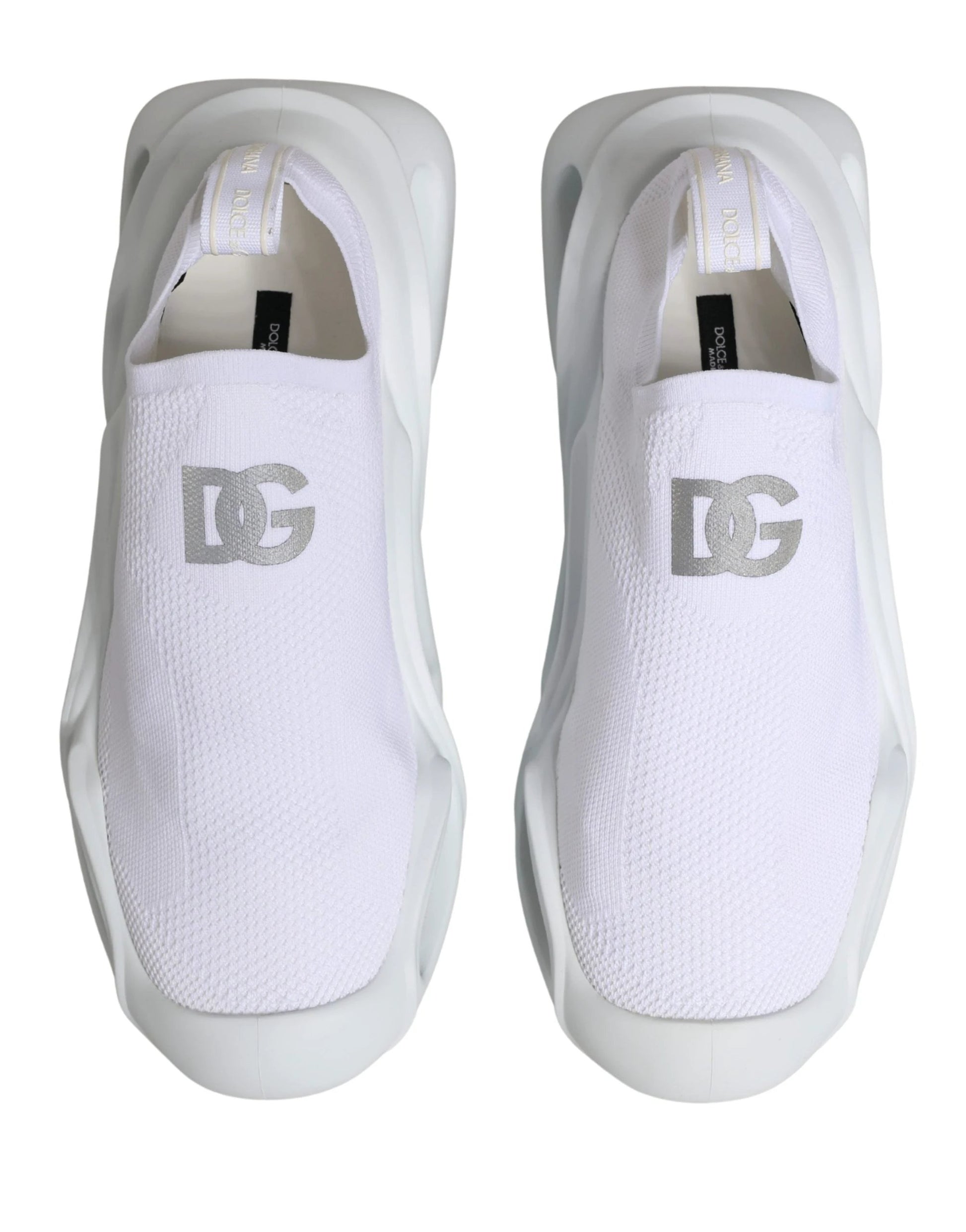 Dolce & Gabbana White Slip On Wave Low Top Sneakers Shoes by Dolce & Gabbana