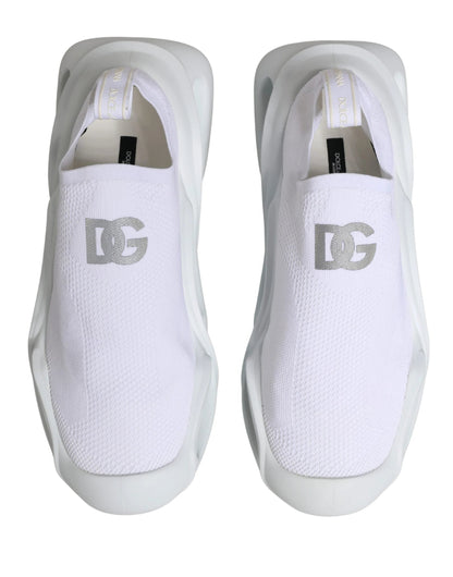 Dolce & Gabbana White Slip On Wave Low Top Sneakers Shoes by Dolce & Gabbana