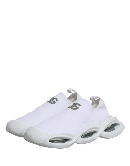 Dolce & Gabbana White Slip On Wave Low Top Sneakers Shoes by Dolce & Gabbana